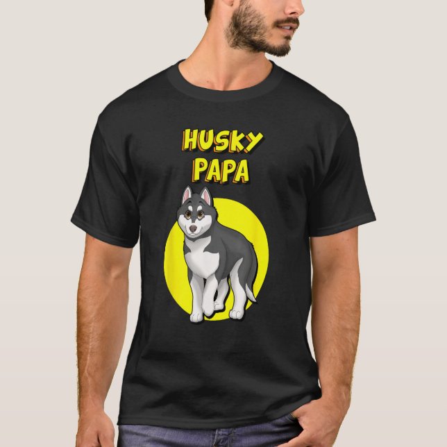 Husky Papa Black & White Siberian Husky Father Bro T-Shirt (Vorderseite)