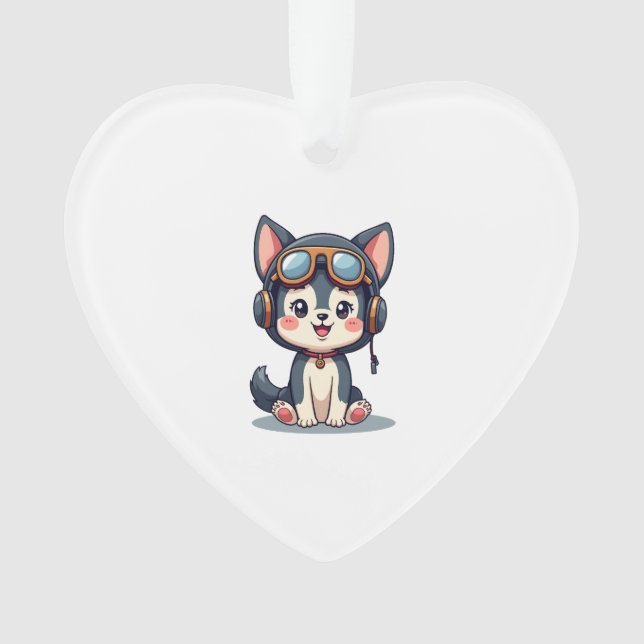 Husky Pilot Dog Lover Malamute Ornament (Vorderseite)