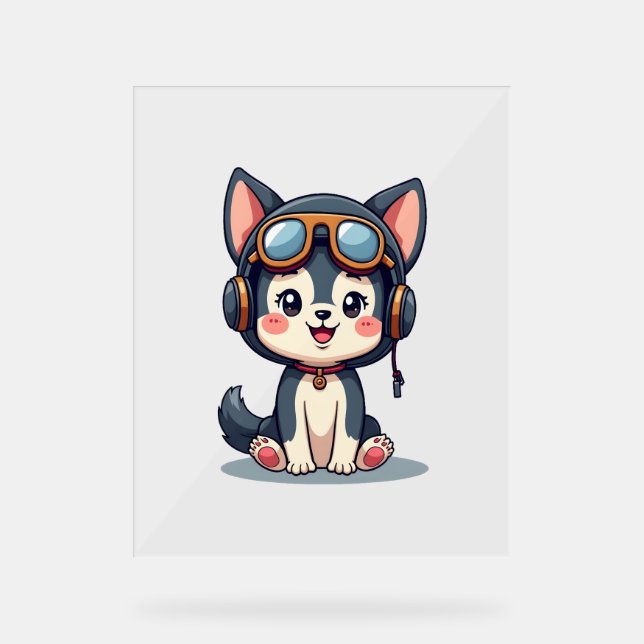 Husky Pilot Hund Lover Malamute Acrylschild (Vorderseite)