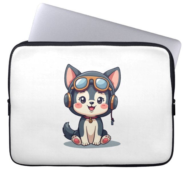 Husky Pilot Hund Lover Malamute Laptopschutzhülle (Vorderseite)