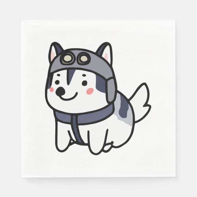 Husky Pilot Hund Lover Malamute Serviette (Vorderseite)