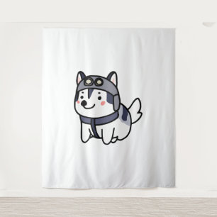 Husky Pilot Hund Lover Malamute Wandteppich