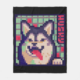 Husky Pixel Art, Pixelart Fleecedecke