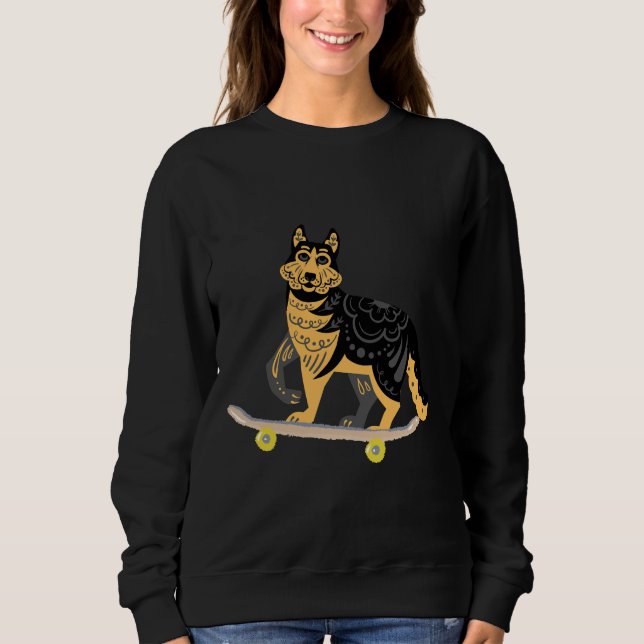 Husky Play Skateboard Sweatshirt (Vorderseite)