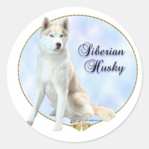 Husky-Porträt-Aufkleber Runder Aufkleber