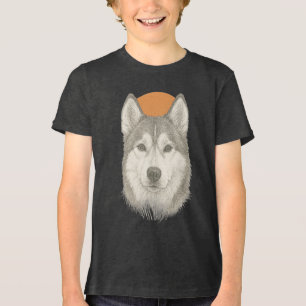 Husky-Porträt-Grafik-T-Shirt Tri-Blend Shirt