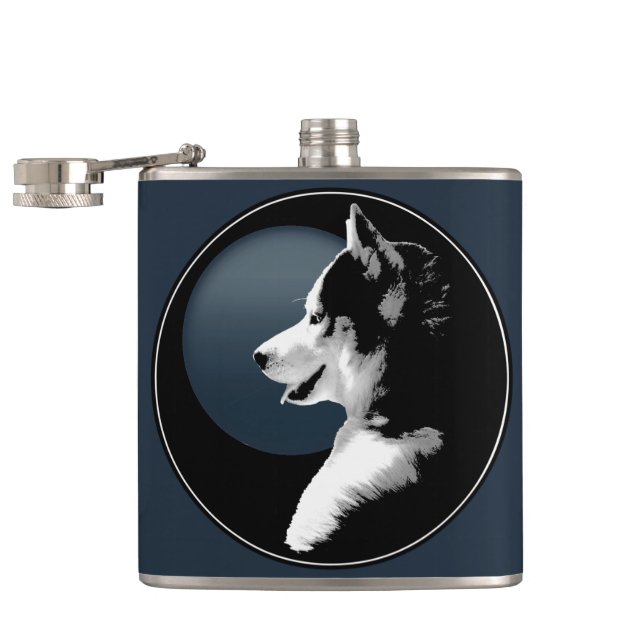 Husky Pup Flasche Custom Sibirien Husky Drink Flas Flachmann (Geöffnet)