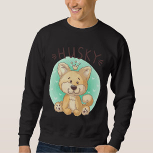Husky Puppy King Style Sweatshirt