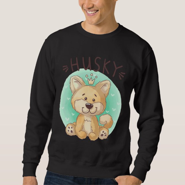 Husky Puppy King Style Sweatshirt (Vorderseite)