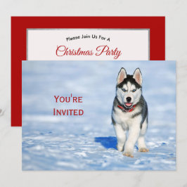 Husky Puppy Snow Foto Weihnachten Einladung