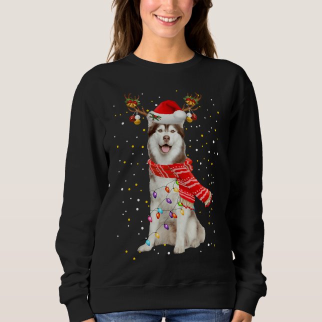 Husky Reindeer Christmas Ligh Sweatshirt (Vorderseite)