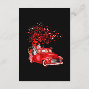 Husky Riding Red Truck Valentine Butterfly Heart Begleitkarte