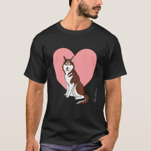 Husky-Roter Schlittenhund mit Herz Husky-Fan Süßer T-Shirt