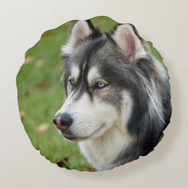 Husky Rundes Kissen (Rückseite)