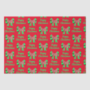 Husky Siberian Christmas Dog & Green Bow Seidenpapier