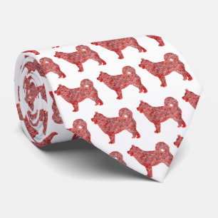 Husky Siberian Dog Christmas Silhouette White Neck Krawatte