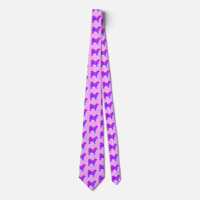Husky Siberian Dog Lover Pink & Blue Krawatte (Vorderseite)