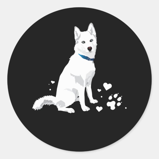 Husky Siberian Husky Sweet White Snow Dog Runder Aufkleber (Vorderseite)
