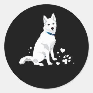 Husky Siberian Husky Sweet White Snow Dog Runder Aufkleber