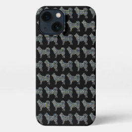 Husky Siberian Niedlich Dog Silhouette Grid Black iPhone Hülle