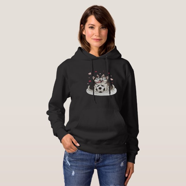 Husky Siberiano with soccer ball Hoodie (Vorne ganz)