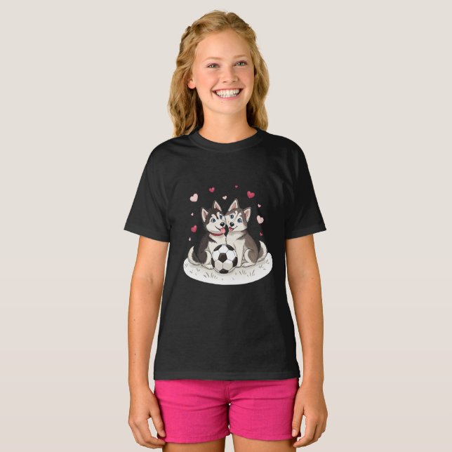 Husky Siberiano with soccer ball T-Shirt (Vorne ganz)