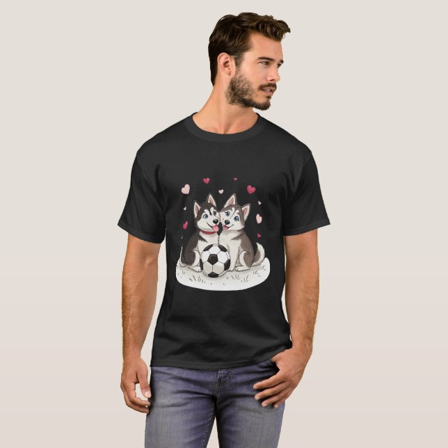 Husky Siberiano with soccer ball T-Shirt (Vorne ganz)