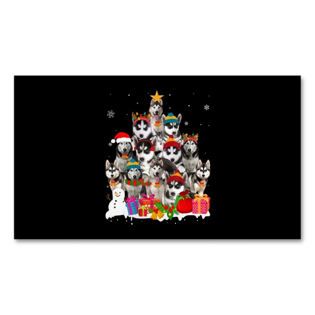 Husky |Siberischer Husky Weihnachtsbaum Hund Lover Magnetische Visitenkarte (Vorderseite)
