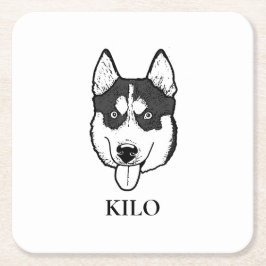 Husky Sibir Dog Personalisiert Hand Zeichnend Rechteckiger Pappuntersetzer