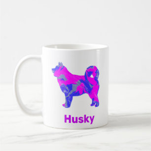 Husky Sibirischer Hund Rosa, Blau & Weiß Kaffeetasse