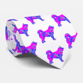 Husky Sibirischer Niedlicher Hund Rosa Silhouette  Krawatte