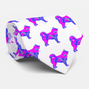 Husky Sibirischer Niedlicher Hund Rosa Silhouette Krawatte