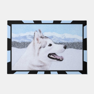 Husky-(Silber und Weiß) Malerei-Hundekunst Fußmatte