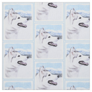 Husky-(Silber und Weiß) Malerei-Hundekunst Stoff