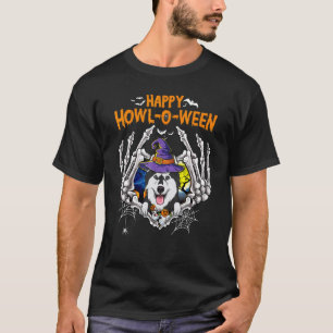 Husky-Skelett-Herz-Happy-Howl-O-Ween-Kostüm T-Shirt