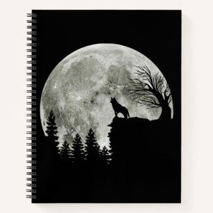 Husky Stand auf dem gebirgsspitzigen Halloween-Mon Notizbuch