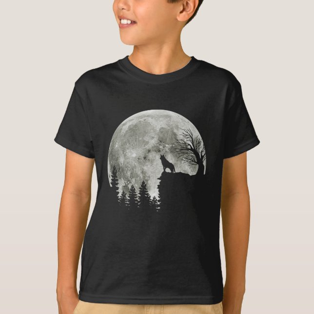 Husky Stand auf dem gebirgsspitzigen Halloween-Mon T-Shirt (Vorderseite)