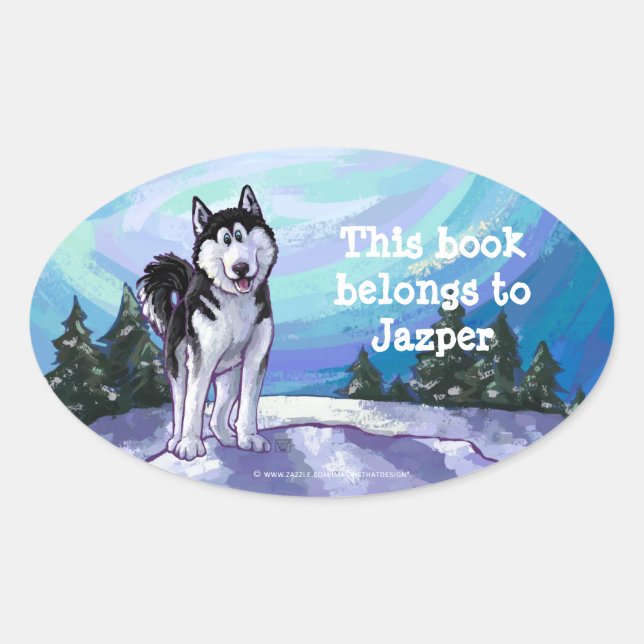 Husky Stationery Ovaler Aufkleber (Vorderseite)
