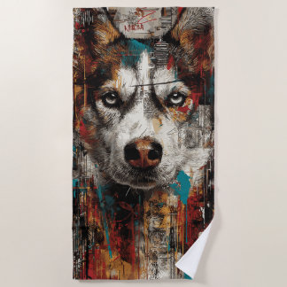 Husky Street Art Portrait Urban Graffiti Style Strandtuch