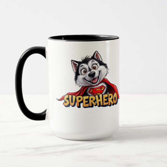 Husky Superhero: Der Super Dog treffen!" Tasse (Links)