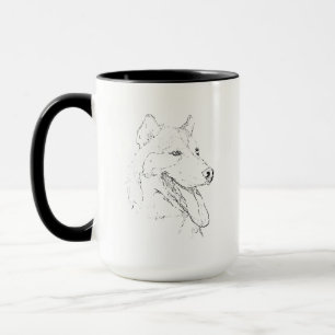 Husky-Tasse – Handgezeichnete Tinte-Hund-Kaffeetas Tasse