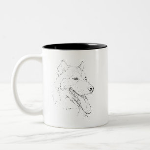 Husky-Tasse – handgezeichnete Tinte-Hund-Kaffeetas Zweifarbige Tasse