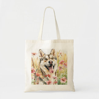 Husky Tote Bag - Aquarell Hunde Leinwand Tragetasche