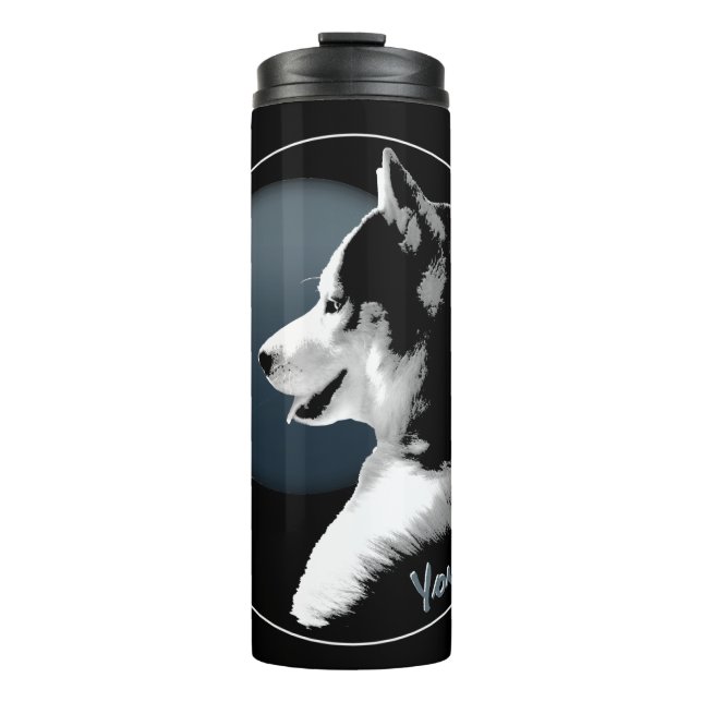 Husky Tumbler Tasse Custom Husky Puppy & Gips (Vorderseite)