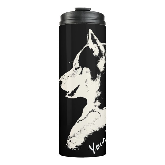 Husky Tumbler Tasse Custom Husky Puppy & Gips (Vorderseite)