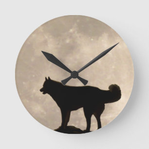 Husky-Uhr gibt Dekoration Vollmond-Wall-Uhr Runde Wanduhr