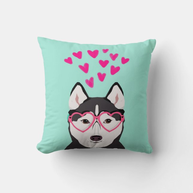 Husky Valentines Hundekissen Kissen (Vorderseite)