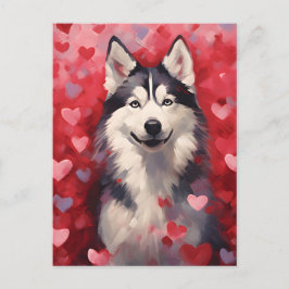 Husky Valentinstag Postkarte