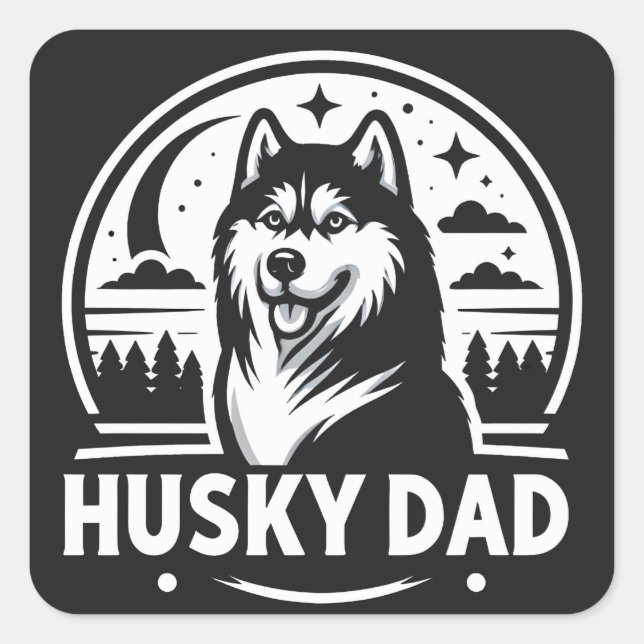 Husky Vater Gift Dog Eigentümer Siberischer Huskie Quadratischer Aufkleber (Vorderseite)