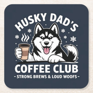 "Husky Vaters Coffee Club" - Dog Lover & Coffe Fan Rechteckiger Pappuntersetzer